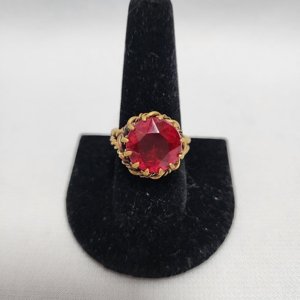 Large Ruby Red Adjustable Costume Ring - image 1